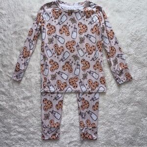 Two Piece Sweet P Baby Girl 5/6 Bamboo Mouse Milk Christmas Cookies Pajama Set